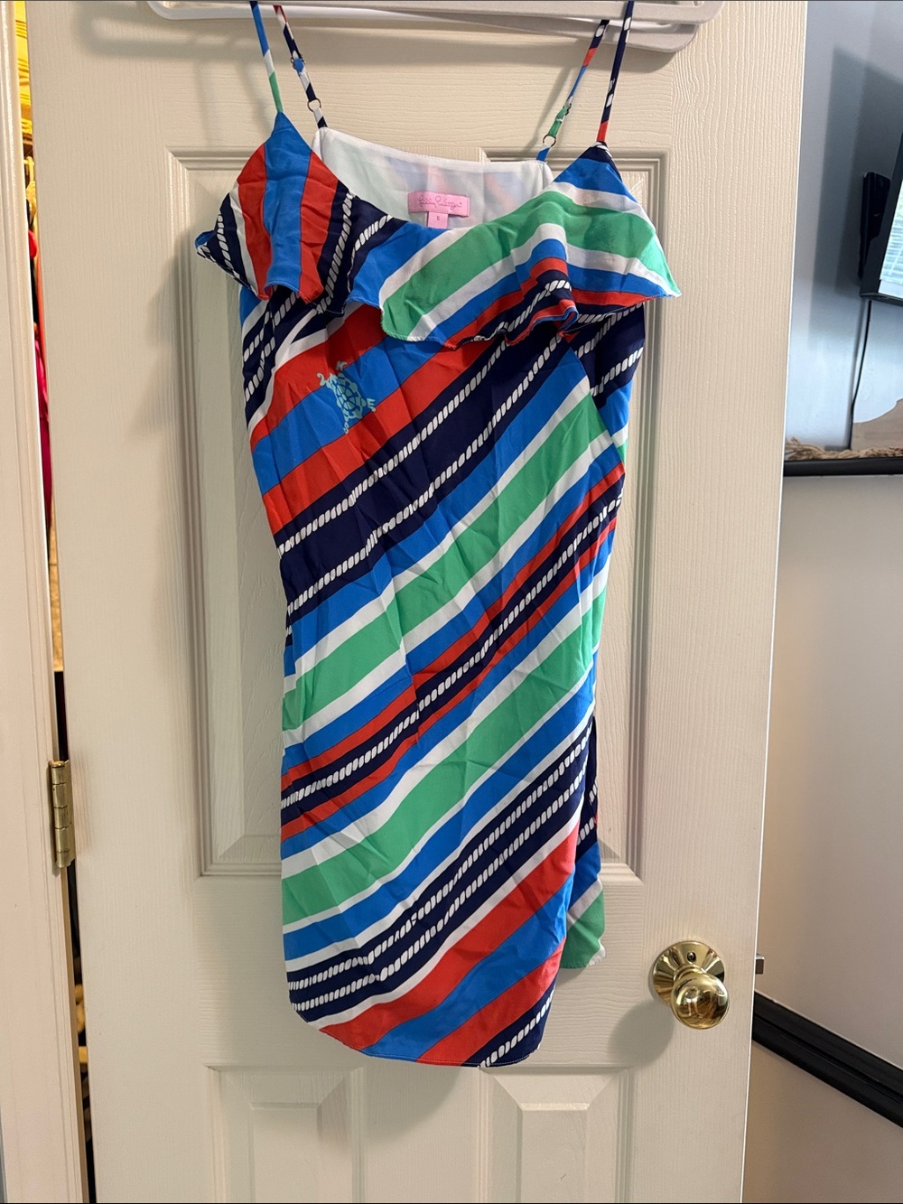 Lilly Pulitzer Striped Spaghetti Strap Sundress in Blue, Green, Red, White